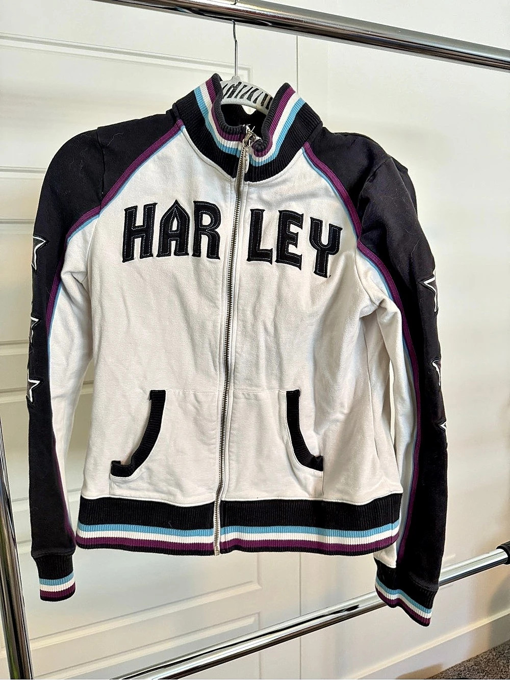 Harley-Davidson Genuine MotorClothes jacket Varsity Jacket White Black Size